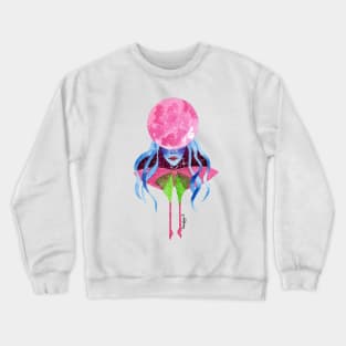 Luna Moth Girl Moon Watercolor Painting Crewneck Sweatshirt